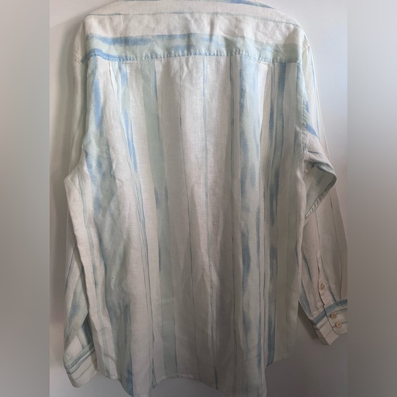 NWT - TOMMY BAHAMA RELAX  Aqua Breezer Long sleeve Stripe Linen Men Shirt Size M - Picture 2 of 5